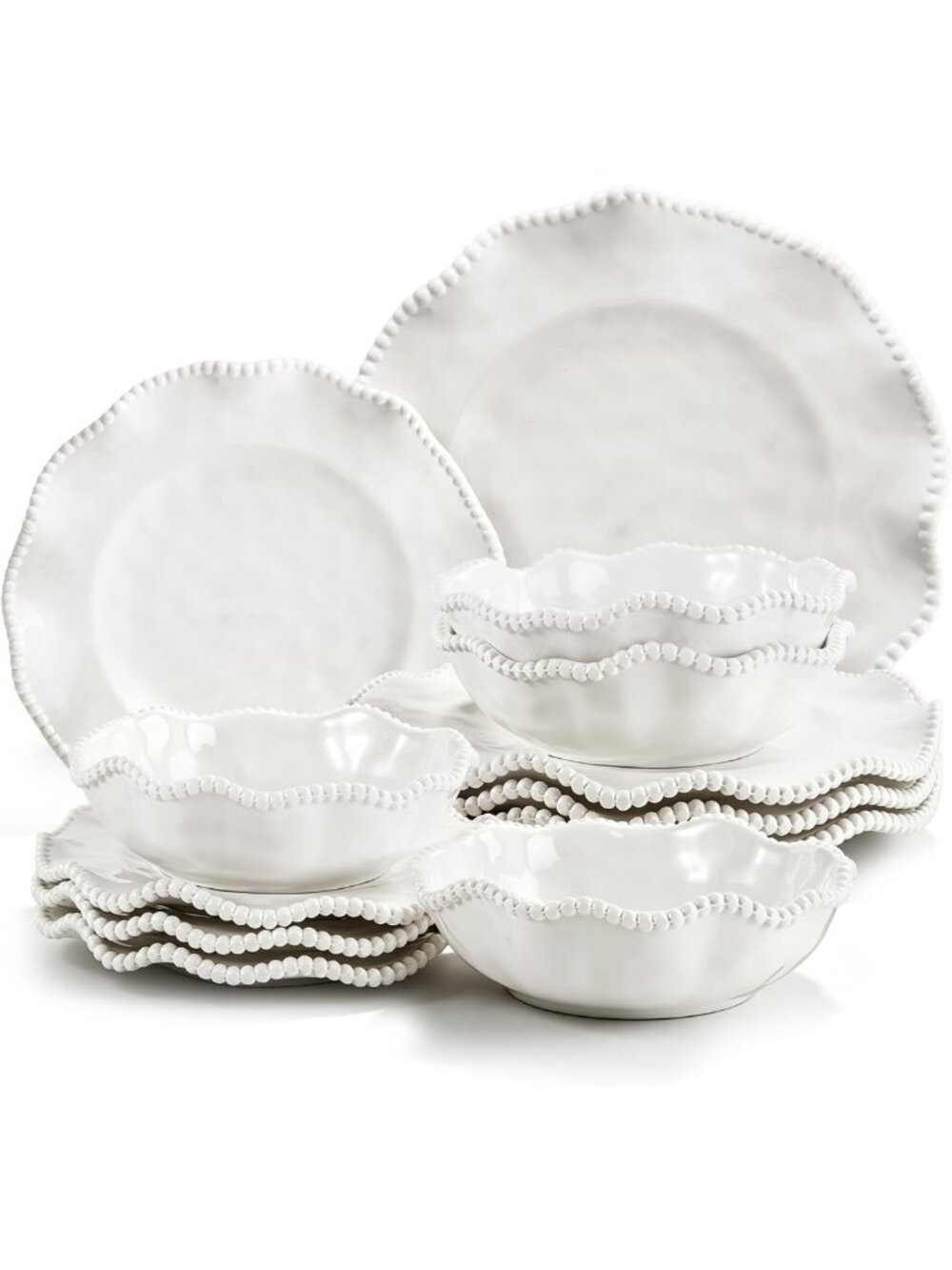 Elegant Melamine Dinnerware Set for 4 - Cream Plates & Bowls, BPA Free